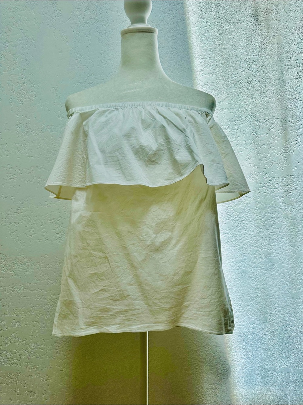Michael Kors White Elastic Off-Shoulder Ruffle Top